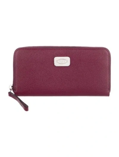 Pre-owned Tod's Leather Continental Wallet In Burgundy
