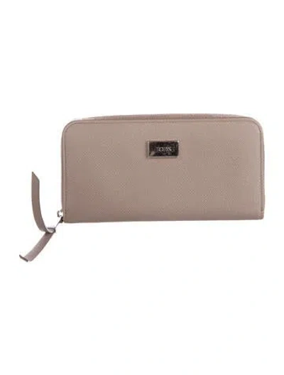 Pre-owned Tod's Leather Continental Wallet In Grey