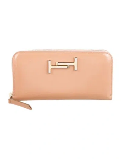Pre-owned Tod's Leather Continental Wallet In Neutral