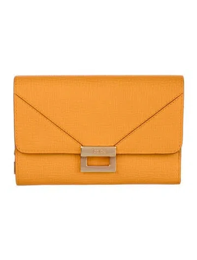 Pre-owned Tod's Leather Continental Wallet In Orange