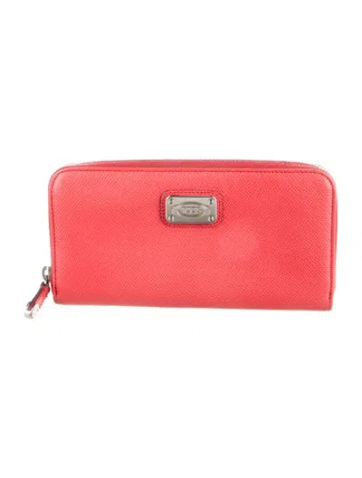 Pre-owned Tod's Leather Continental Wallet In Red