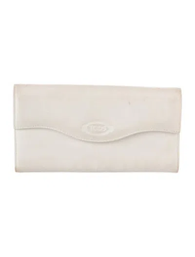 Pre-owned Tod's Leather Continental Wallet In White