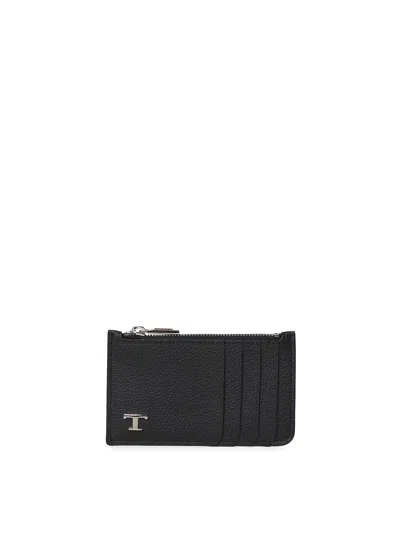 Tod's Leather Credit Card Holder In Black