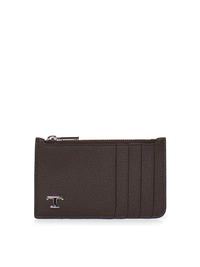 Tod's Leather Credit Card Holder In Brown