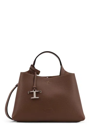 Tod's Leather Crossbody Bag With Metal T-timeless Logo
