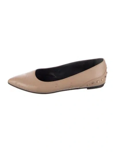 Pre-owned Tod's Leather Crystal Embellishments Ballet Flats In Neutral