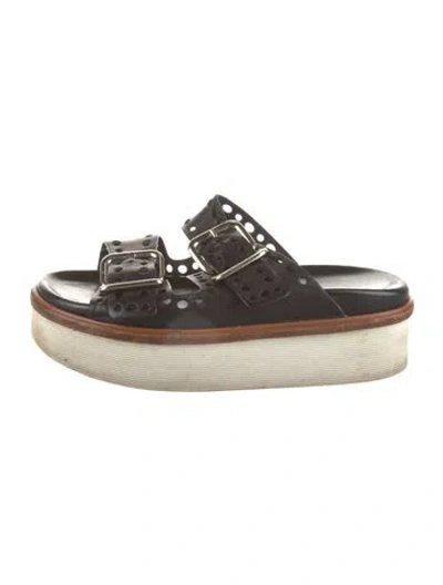 Pre-owned Tod's Leather Cutout Accent Slides In Black