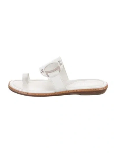 Pre-owned Tod's Leather Cutout Accent Slides In White