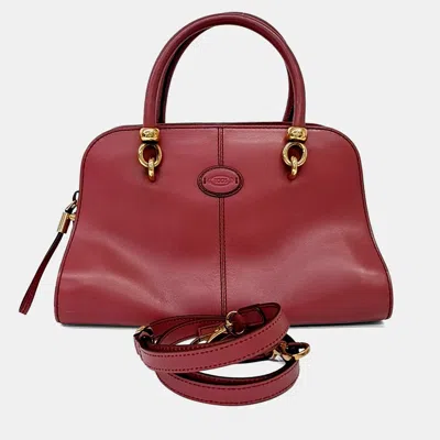 Pre-owned Tod's Leather Dark Pink Tote And Shoulder Bag