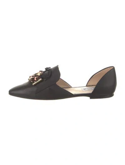 Pre-owned Tod's Leather D'orsay Flats In Black