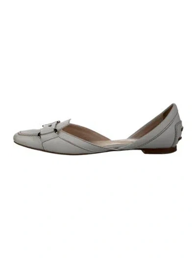 Pre-owned Tod's Leather D'orsay Flats In White