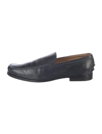 Pre-owned Tod's Leather Dress Loafers In Blue