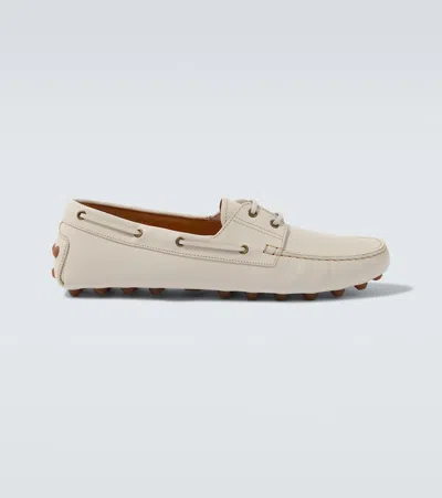 Tod's Leather Driving Shoes In White