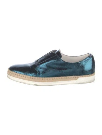 Pre-owned Tod's Leather Espadrille Sneakers In Blue
