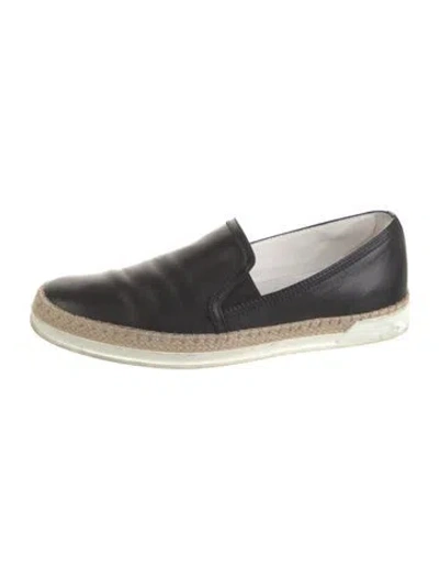Pre-owned Tod's Leather Espadrilles In Black