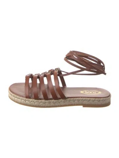 Pre-owned Tod's Leather Espadrilles In Brown