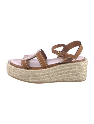 Pre-owned Tod's Leather Espadrilles In Brown