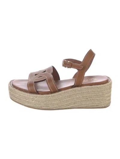 Pre-owned Tod's Leather Espadrilles In Brown