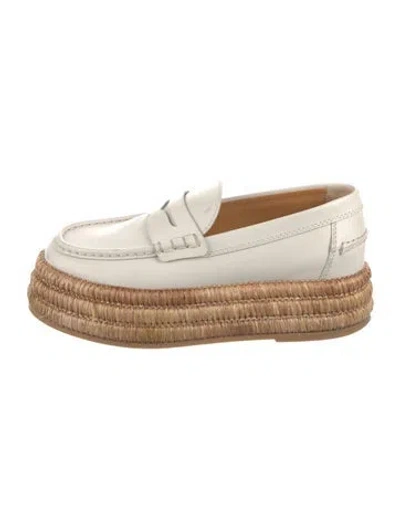 Pre-owned Tod's Leather Espadrilles In White