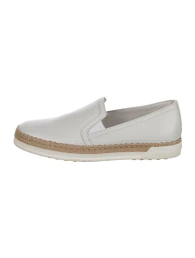 Pre-owned Tod's Leather Espadrilles In White