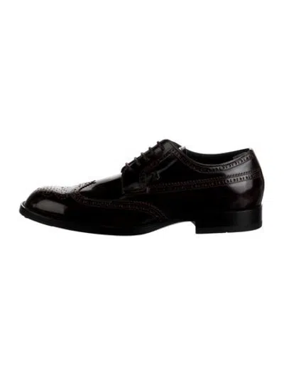 Pre-owned Tod's Leather Eyelet Trim Brogues In Black
