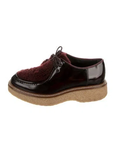 Pre-owned Tod's Leather Faux Fur Trim Oxfords W/ Tags In Brown
