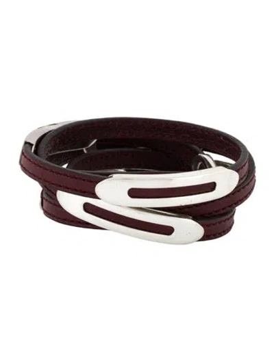 Pre-owned Tod's Leather Five Wrap Bracelet In Burgundy
