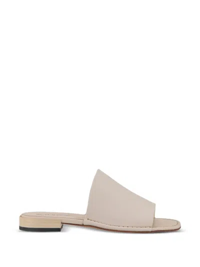 Tod's Leather Flat Sandals In Neutral