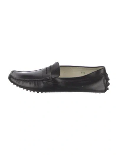 Pre-owned Tod's Leather Flats In Black