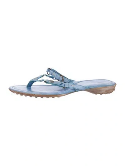 Pre-owned Tod's Leather Flip Flops In Blue