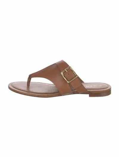 Pre-owned Tod's Leather Flip Flops In Brown