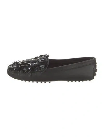 Pre-owned Tod's Leather Fringe Trim Accent Loafers In Brown