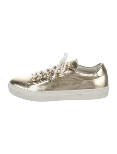 Pre-owned Tod's Leather Fringe Trim Accent Sneakers