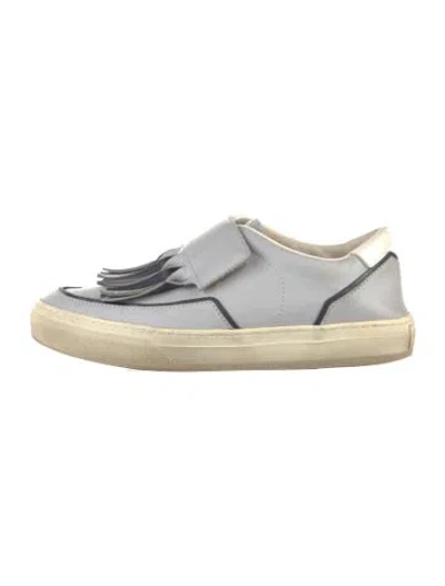Pre-owned Tod's Leather Fringe Trim Accent Sneakers In Blue