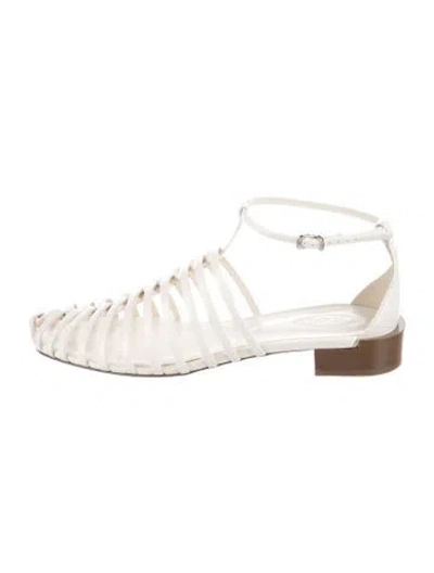 Pre-owned Tod's Leather Gladiator Sandals In Neutral