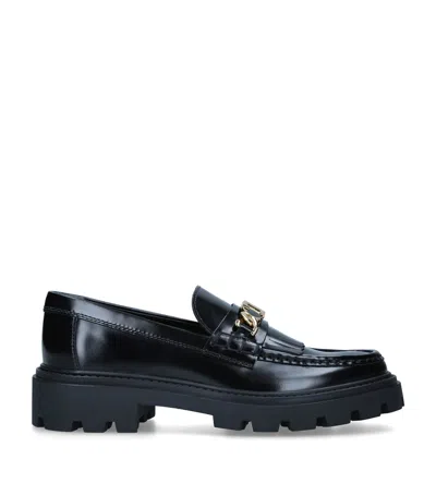 Tod's Leather Gomma Frangia Loafers In Black