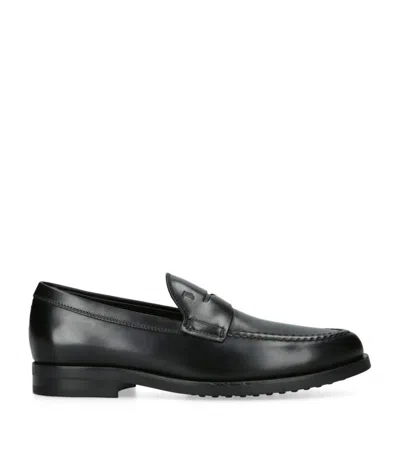 Tod's Leather Loafer With Iconic Horsebit In Black