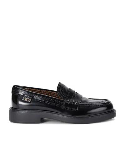 Tod's Leather Brogue Loafers In Black