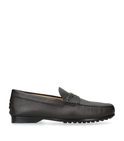 Tod's Leather Gomma Loafers In Brown