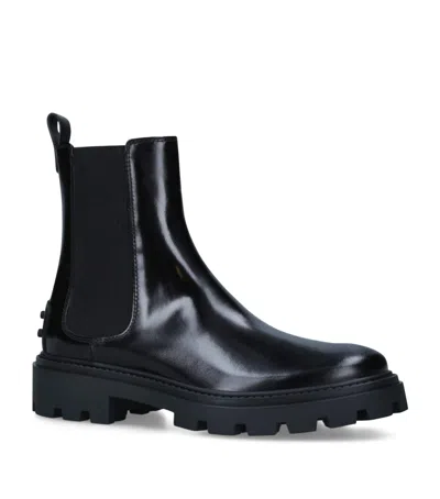 TOD'S LEATHER GOMMA PESANTE CHELSEA BOOTS
