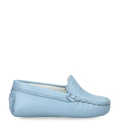 Tod's Kids' Leather Gommino Driving Shoes In Blue