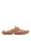 Tod's Dark Brown Calfskin Slip On With Metal Detail In Nude