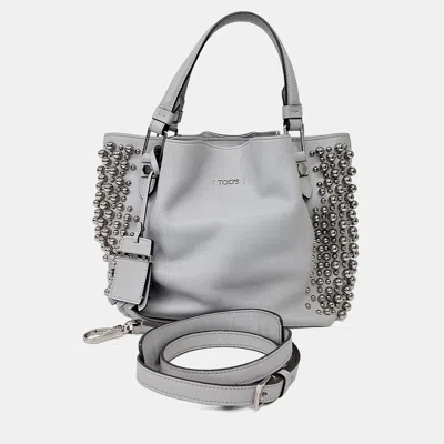 Pre-owned Tod's Leather Grey Flower Bag In Gray