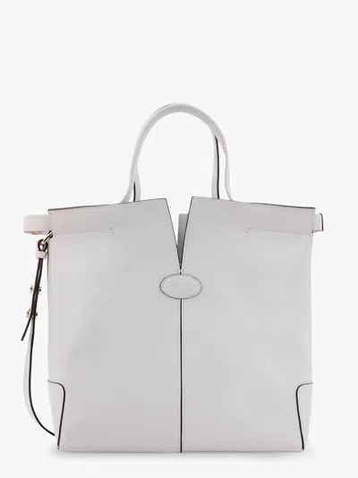 Tod's Leather Handbag With Frontal Logo Patch In Grey