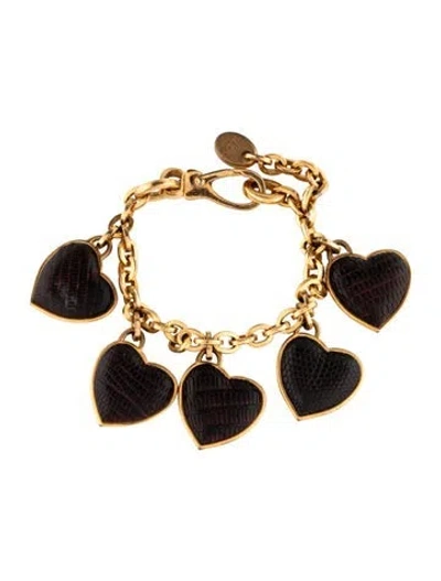 Pre-owned Tod's Leather Heart Charm Bracelet, 6.25" In Brown