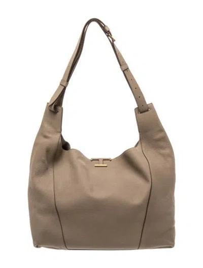 Pre-owned Tod's Leather Hobo In Neutral