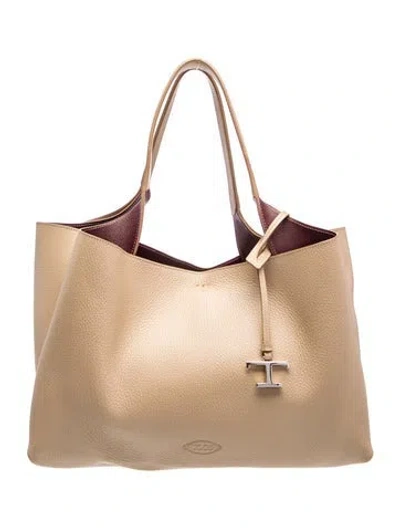 Pre-owned Tod's Leather Hobo In Neutral