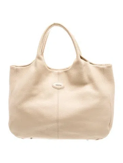 Pre-owned Tod's Leather Hobo In Neutral