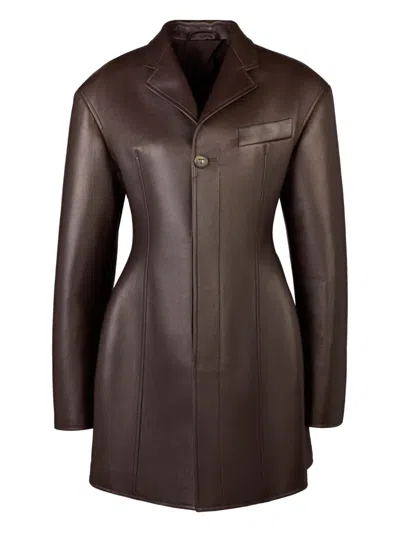 Tod's Slim-fit Jacket In Leather In Brown