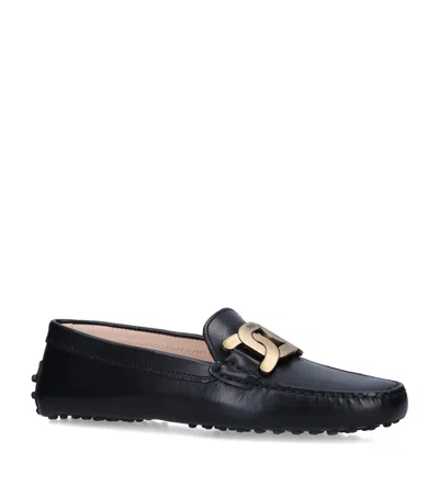 Tod's Leather Kate Gommino Driving Shoes In Black